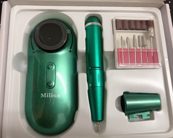 Milisa electric nail polisher, 30000rpm professional rechargeable nail drill kit, with 2000mAh mobile power bank portable electric acrylic nail tool, used for exfoliating, grinding and polishing nail machine, Fashion